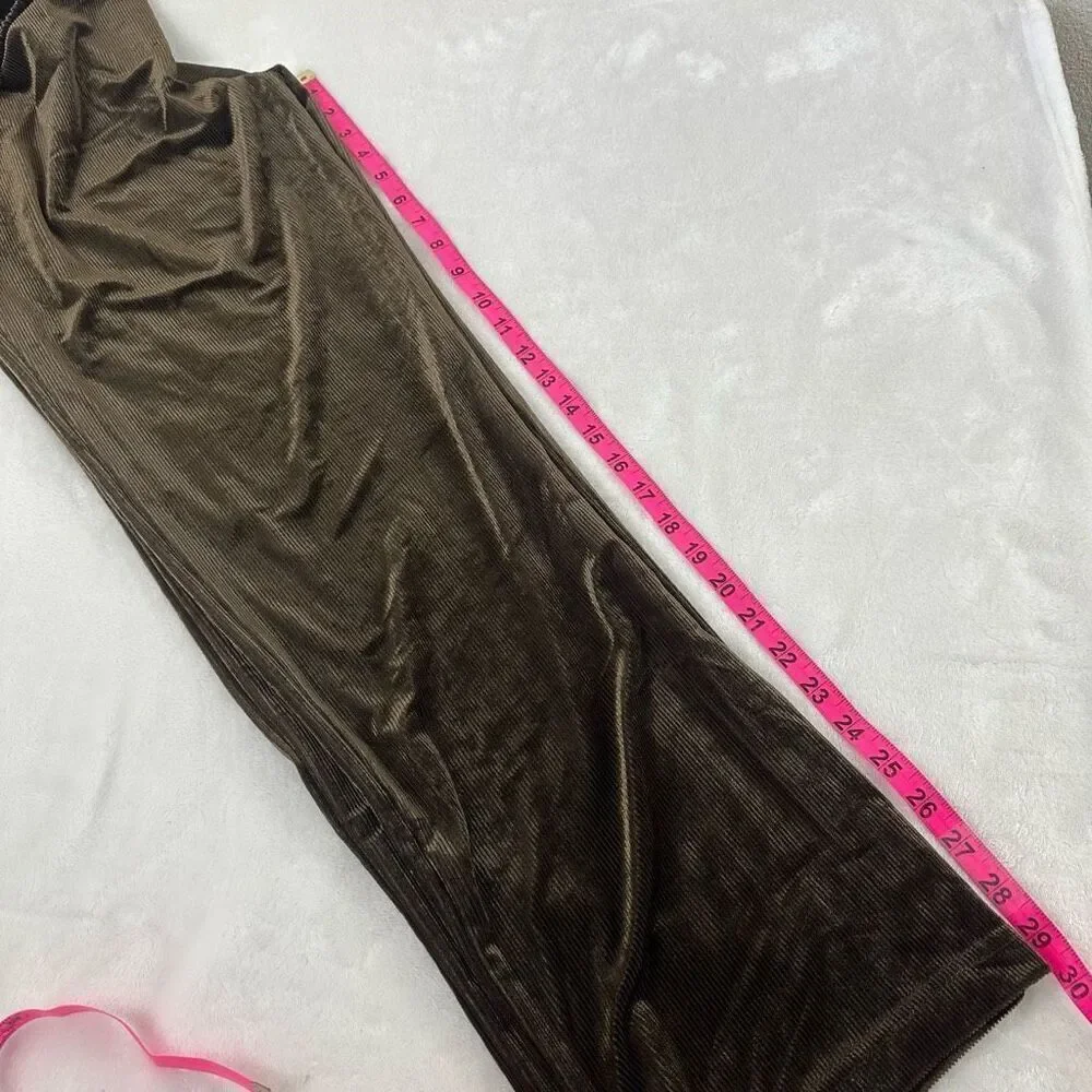Vintage Passports Women's S Crushed Velvet Pajama Set Brown‎ Ribbed Loungewear